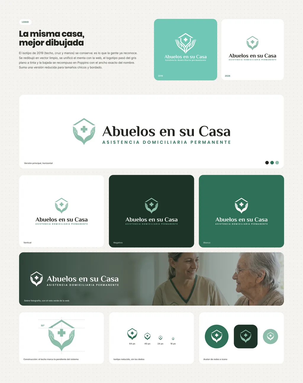 Pantallas del sitio de Abuelos en su Casa en escritorio y celular