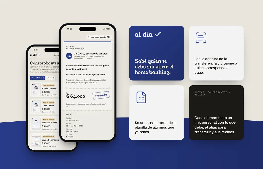 Pantallas de Al Día, un sistema de cobranza de abonos, en escritorio y celular