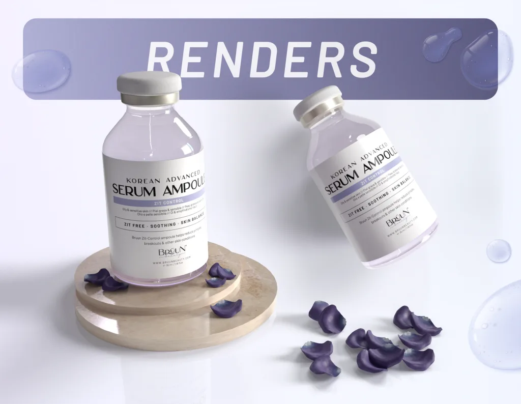 Listing images, A+ content and 3D renders for the Bruun Beauty Advanced Serums collection