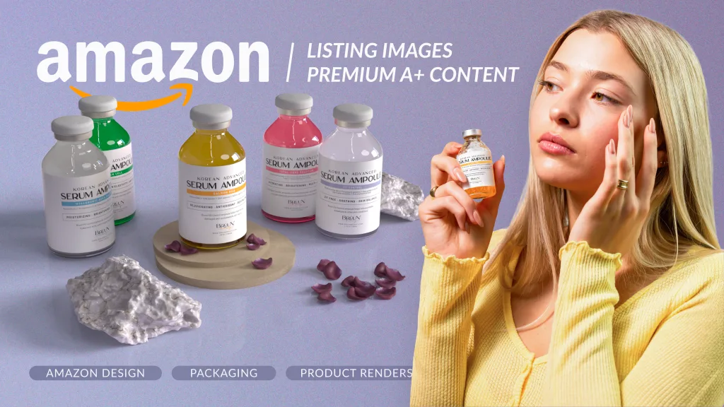 Listing images, A+ content and 3D renders for the Bruun Beauty Advanced Serums collection